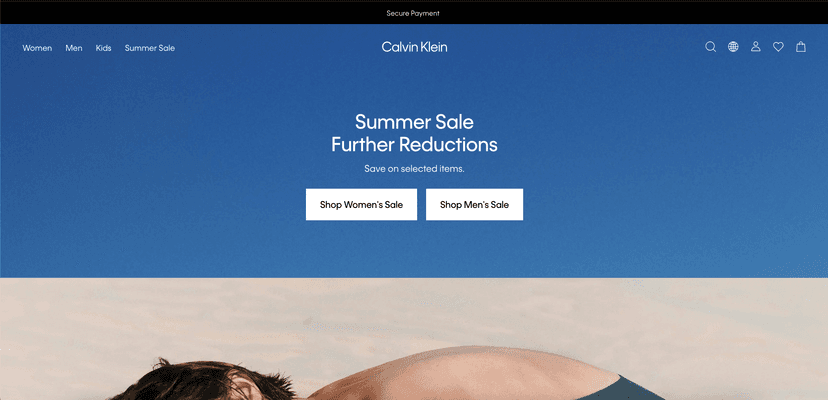 Calvin Klein webpage