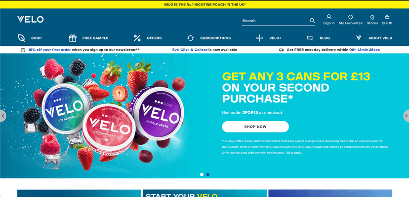 Velo webpage